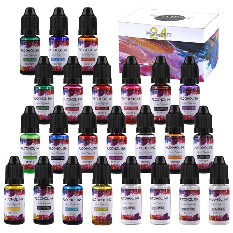 Resin Dye Alcohol - 24 cores/conjunto 10ml resina pigmento arte