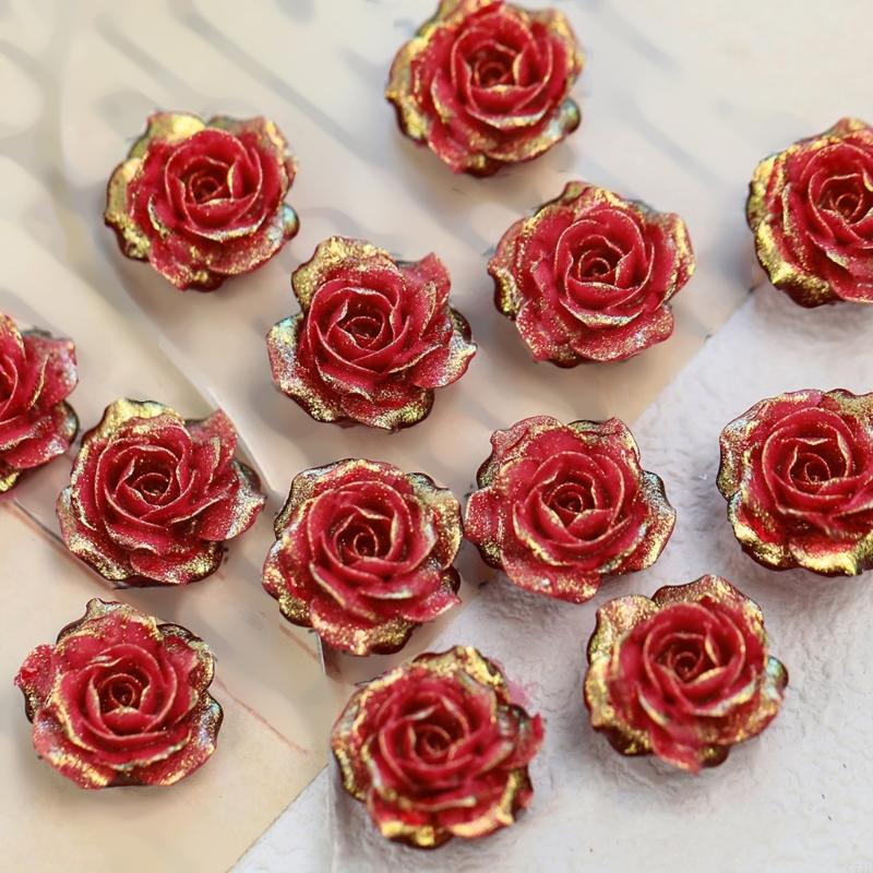 Resin Glitter Pack - Pacote 10 flores plástico gradiente cintilante