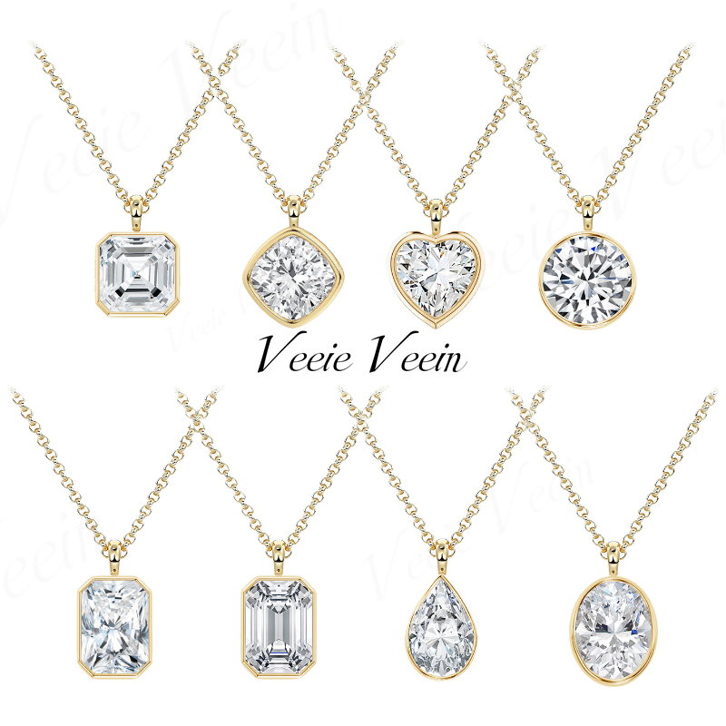 Bezels Set Pendant - Colar com Pingente de Moissanite Irregular