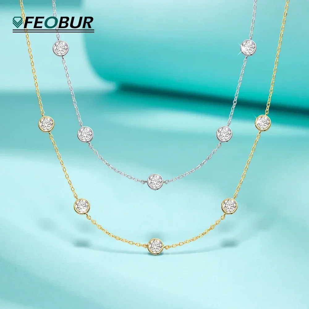 Bezels Set Pendant - Gra certificado 5mm moissanite colar para