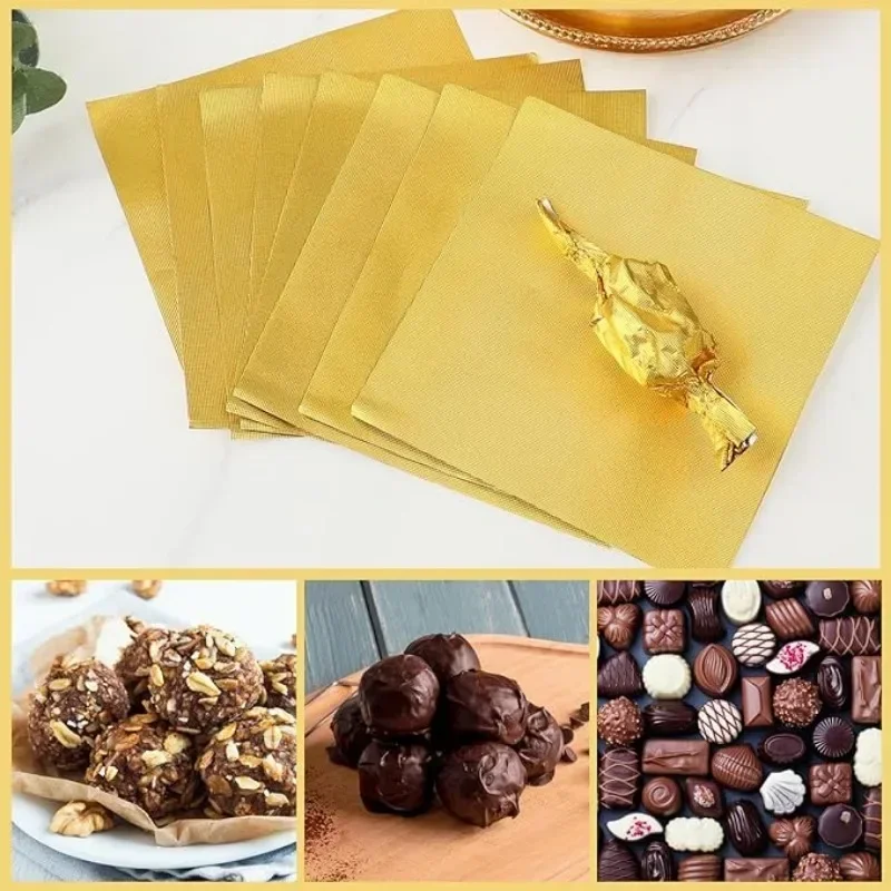 100 pçs grandes dubai chocolat - Gold Foil Flakes avaliação e preço