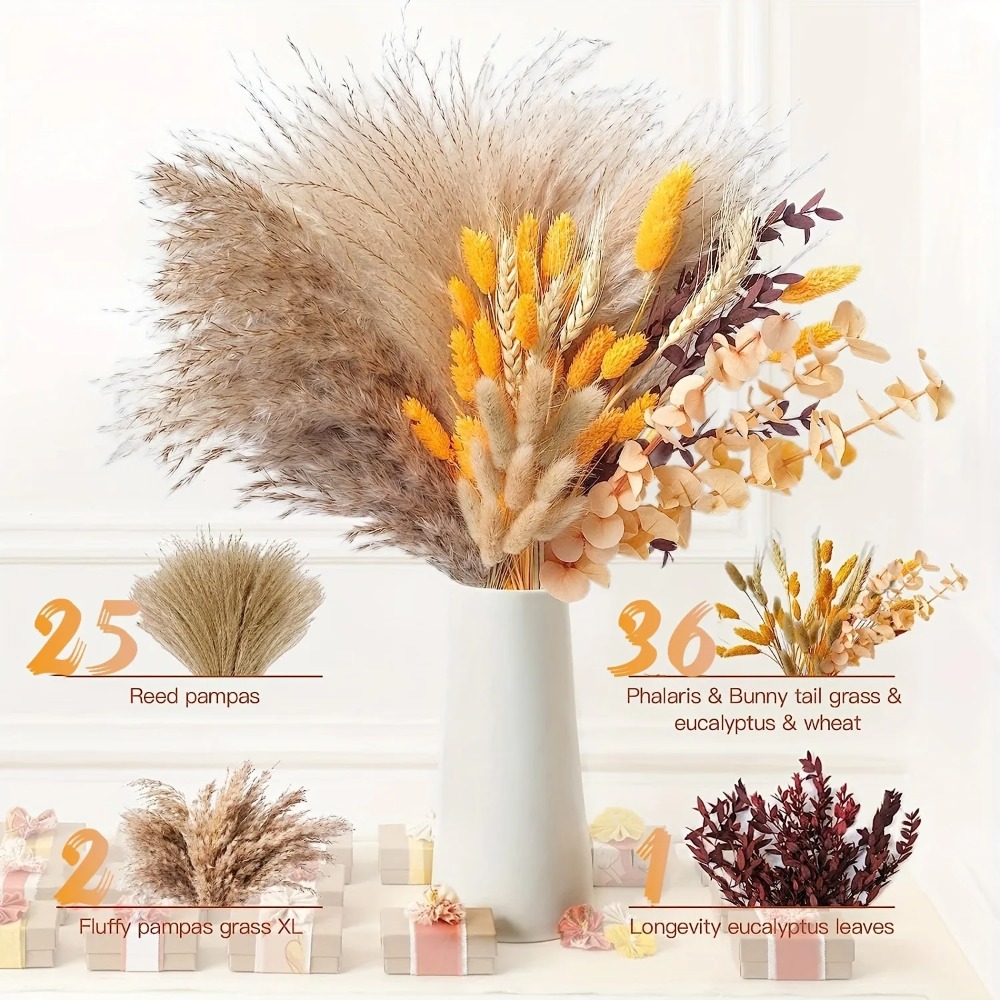 Buquê de flores secas naturais - Dried Flower Bulk avaliação e preço