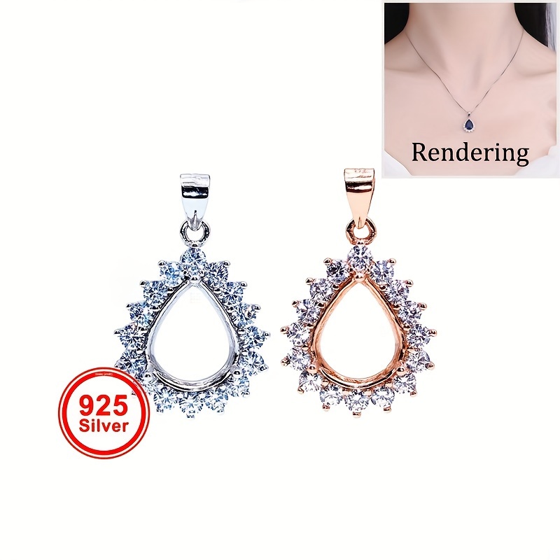 1pc rosa dourado prateado lágr - Bezels Set Pendant avaliação e preço